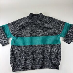 Stefano Women's Vintage Sweater Medium Retro Multicolor Teal Sweater Knit